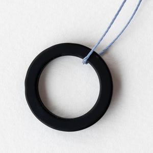 27mm Cultured Sea Glass Rings - Sea Glass Beads For Jewelry Making - Black Matte Beads