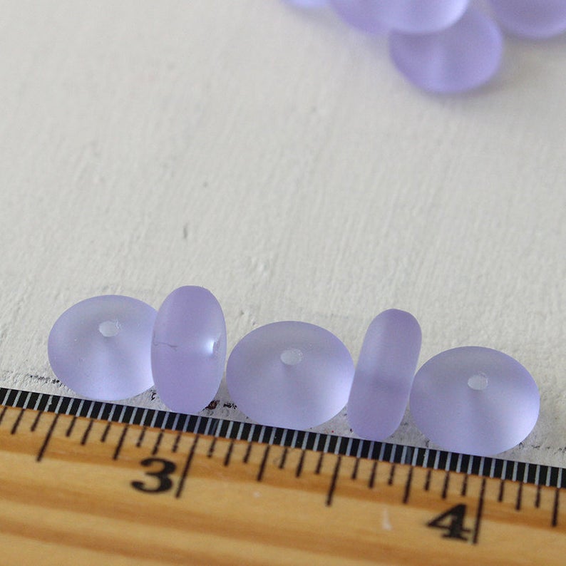 Sea Glass Rondelle Cultured Recycled Sea Glass Beads Etsy