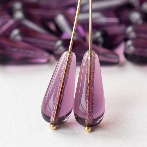 20mm Long Drill Glass Teardrop Beads Czech Glass Beads