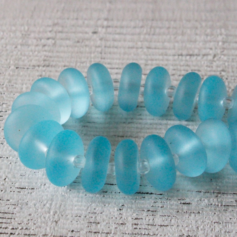Sea Glass Rondelle Cultured Recycled Sea Glass Beads Etsy