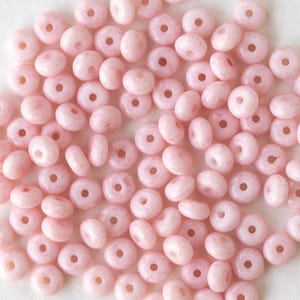 100 - 4mm Glass Rondelle Beads - Czech Glass Beads - Opaque Pastel Pink - 100 Beads