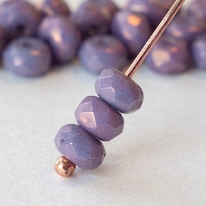 5x3mm Rondelle Beads - Czech Glass Beads - 3x5mm - Opaque Purple Pink Luster - 30 beads