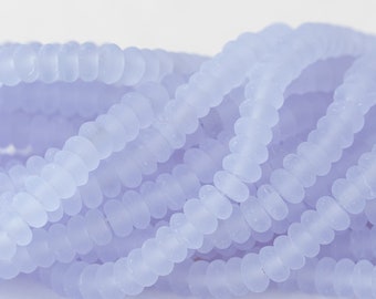 100 - 4mm Rondelle Bead - Smooth Rondelle - Glass Spacer Disk Beads - Lavender Matte - 100 beads