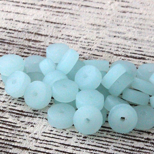 Wavy Rondelle Sea Glass Beads Jewelry Making Supply Etsy