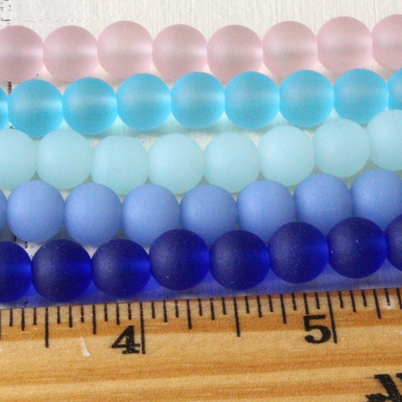 16 Inches 8mm Round Sea Glass Beads For Jewelry Making Etsy