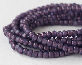 Size 6/0 - 3 Cut Aged Picasso Seed Beads For Jewelry Making - Trica Beads - Purple Luster - 50 beads