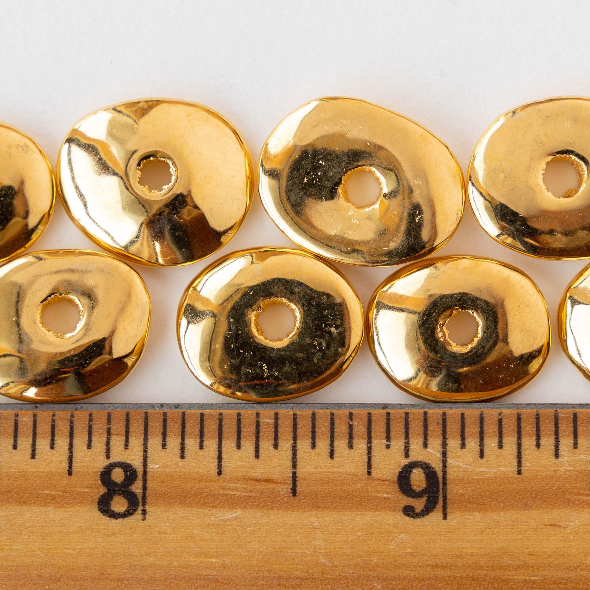 5mm Round 24K Gold Mykonos Round Beads Mykonos Gold Beads Jewelry Making  Supply Metalized Ceramics Large Hole Choose Amount 