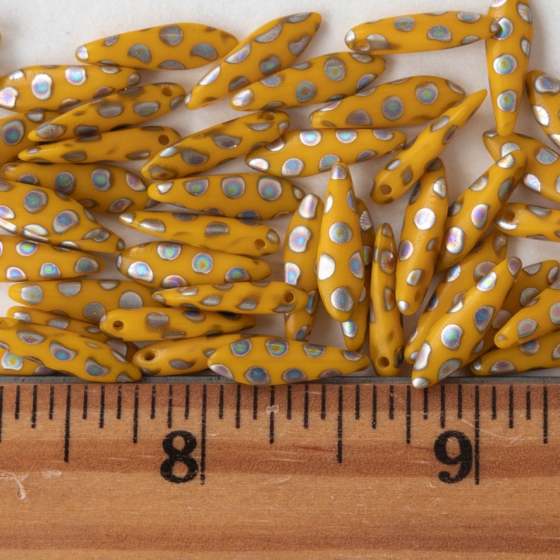 50 16mm Dagger Beads Blue Purple Gold Etched 50 beads image 4