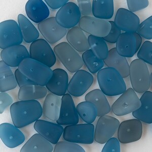 Cultured Sea Glass Beads For Jewelry Making Beach Glass Pebbles Recycled Glass Beads Slate Blue 50 beads image 2