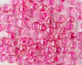 6/0 Seed Bead - Japanese Glass Beads - Hot Pink Lined Crystal Luster - 20 grams