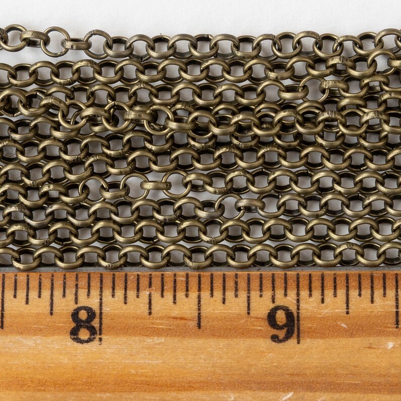 4mm Rolo Chain 4mm Rolo Chain - Antiqued Brass - Priced by the Inch - Etsy