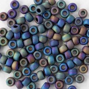 Size 6/0 Glass Seed Beads - Czech Glass Beads - Blue Iris Matte - 20 grams ~240 beads