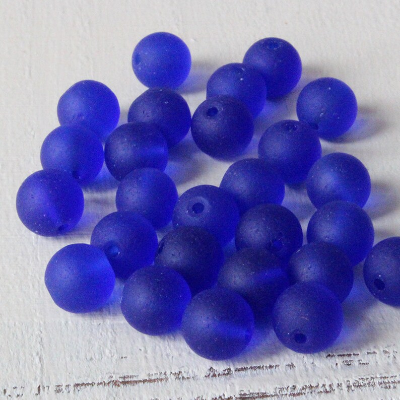 16 Inches 8mm Round Sea Glass Beads For Jewelry Making Etsy