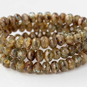 3x5mm Rondelle Beads For Jewelry Making - Czech Glass Beads - 5x3mm Czech Beads - Earthy Picasso Mix - 30 Beads