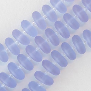 Sea Glass Rondelle Cultured Recycled Sea Glass Beads Jewelry Making Supply Frosted Glass Bead Lavender 28pc 12x5mm image 4