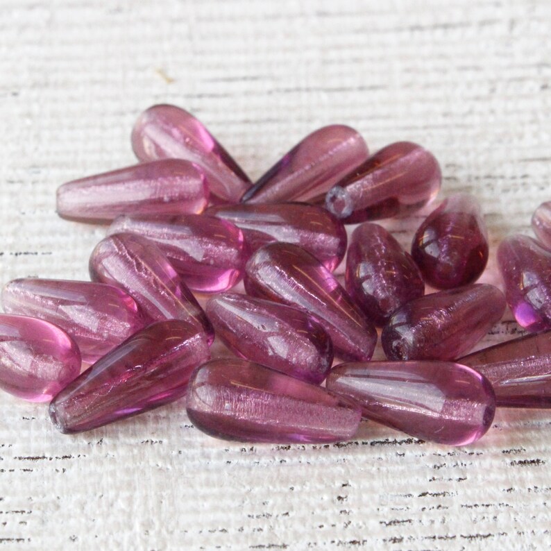 20 Long Drill Glass Teardrop Beads For Jewelry Making Etsy