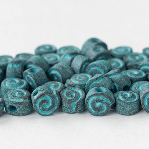 Mykonos Beads Green Patina Spiral Beads For Jewelry Making 10mm Bead Made In Greece Large Hole Beads Boho Supplies Choose Amount image 3