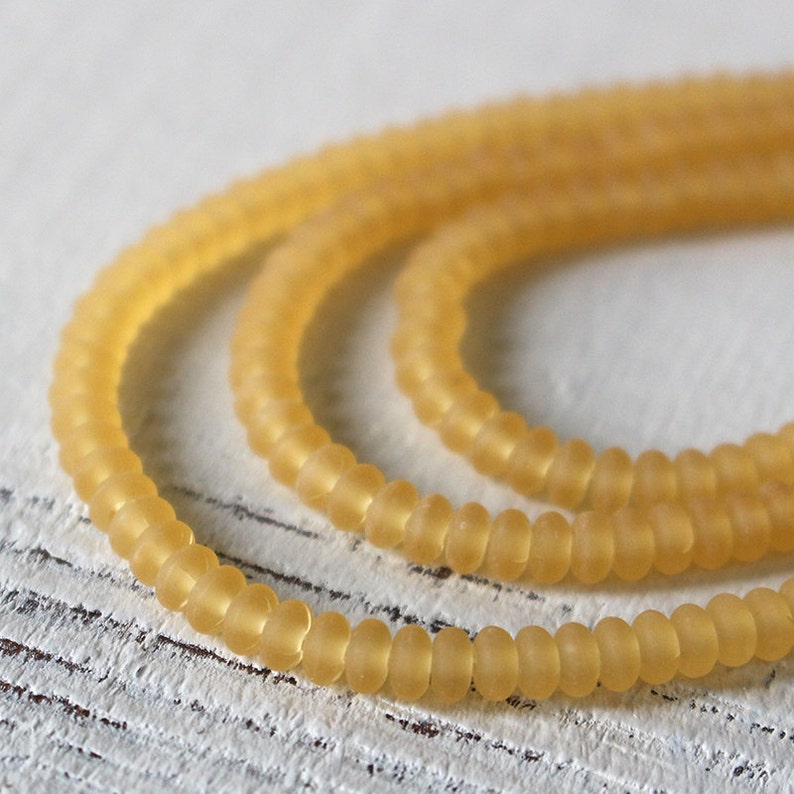 4mm Sea Glass Rondelle Bead Sea Glass Spacer Disk Frosted Etsy