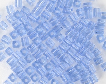 4mm Miyuki Cube Beads For Jewelry Making - Square Beads For Bead Weaving - Cornflower Blue - 20 or 60 grams