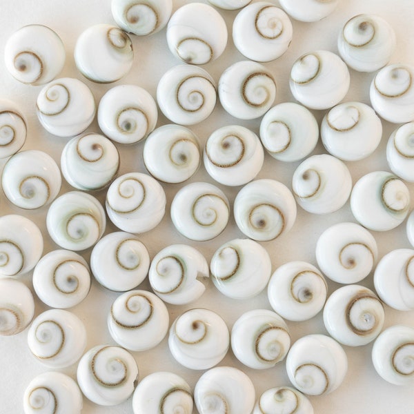 8mm Spiral Shell Coin Bead - Sea Shell Beads For Jewelry Making - 10 beads