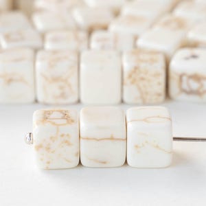 25 - 8mm Cube Beads - White - 25 Beads