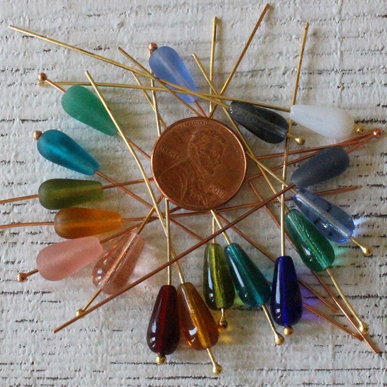 Long Drill Glass Teardrop Beads for Jewelry Making Czech Etsy