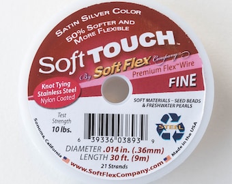 Soft Touch Beading Wire - .014 - Fine - Satin Silver Color - 30 Feet