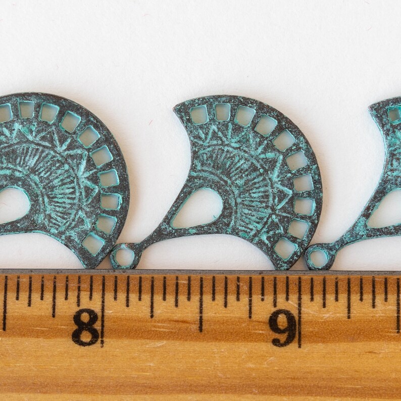 Mykonos Findings Green Patina Fan Earring Parts 21x31mm Boho Jewelry Findings And Parts Choose Amounts image 3