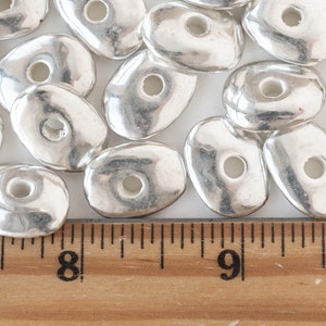 Mykonos Cornflake Beads Mykonos Silver Beads Large Hole Beads 17x13mm Choose Amount image 4