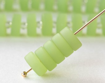 Frosted Glass Heishi Beads - Cultured Seaglass - Opaque Seafoam - Choose Amount