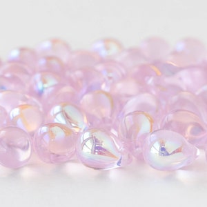 12 or 24 10x14mm Glass Teardrop Beads Czech Glass Beads Aurora Borealis Pink AB Choose Amount image 6