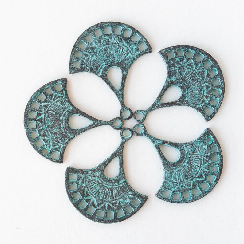 Mykonos Findings Green Patina Fan Earring Parts 21x31mm Boho Jewelry Findings And Parts Choose Amounts image 2