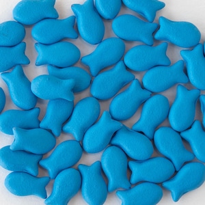 30 - 6x10mm Glass Fish Beads - Czech Glass Beads - Opaque Matte Blue - 30 beads