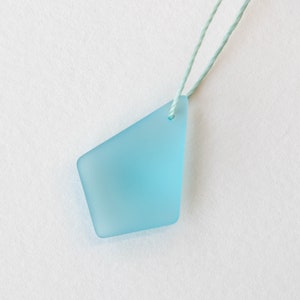 4 Sea Glass Beads Sea Glass Pendant - Diamond Sea Glass Pendant Beads For Jewelry Making Jewelry Supplies  Frosted Beads  28mm  Aqua