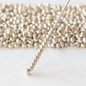 11/0 Seed Beads - Czech Seed Beads -  Metallic Silver Seed - 20 grams