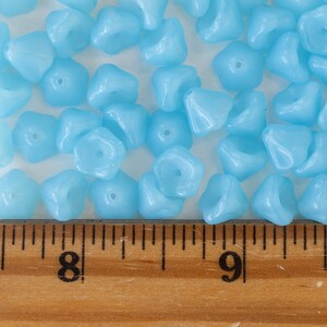 6x8mm Bell Flower Beads Czech Glass Beads Trumpet Flower Beads Aqua Opaline 30 beads image 4