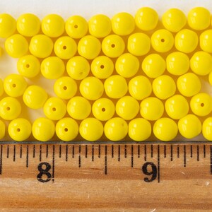6mm Round Beads - Czech Glass - Sunshine Yellow - 25 Beads image 4