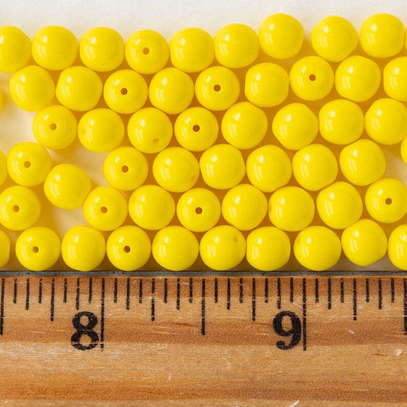 6mm Round Beads - Czech Glass - Sunshine Yellow - 25 Beads image 4