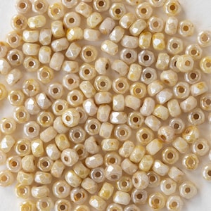 50 - 2x3mm Glass Rondelle Beads - Czech Glass Beads -  Opaque Ivory Luster - 50 Beads