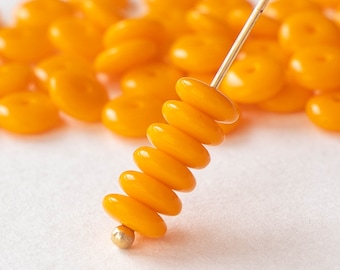 50 - 6mm Rondelle Beads - Disk Spacer Bead - 6mm Saucer Beads - Opaque Lt. Orange - 50 beads