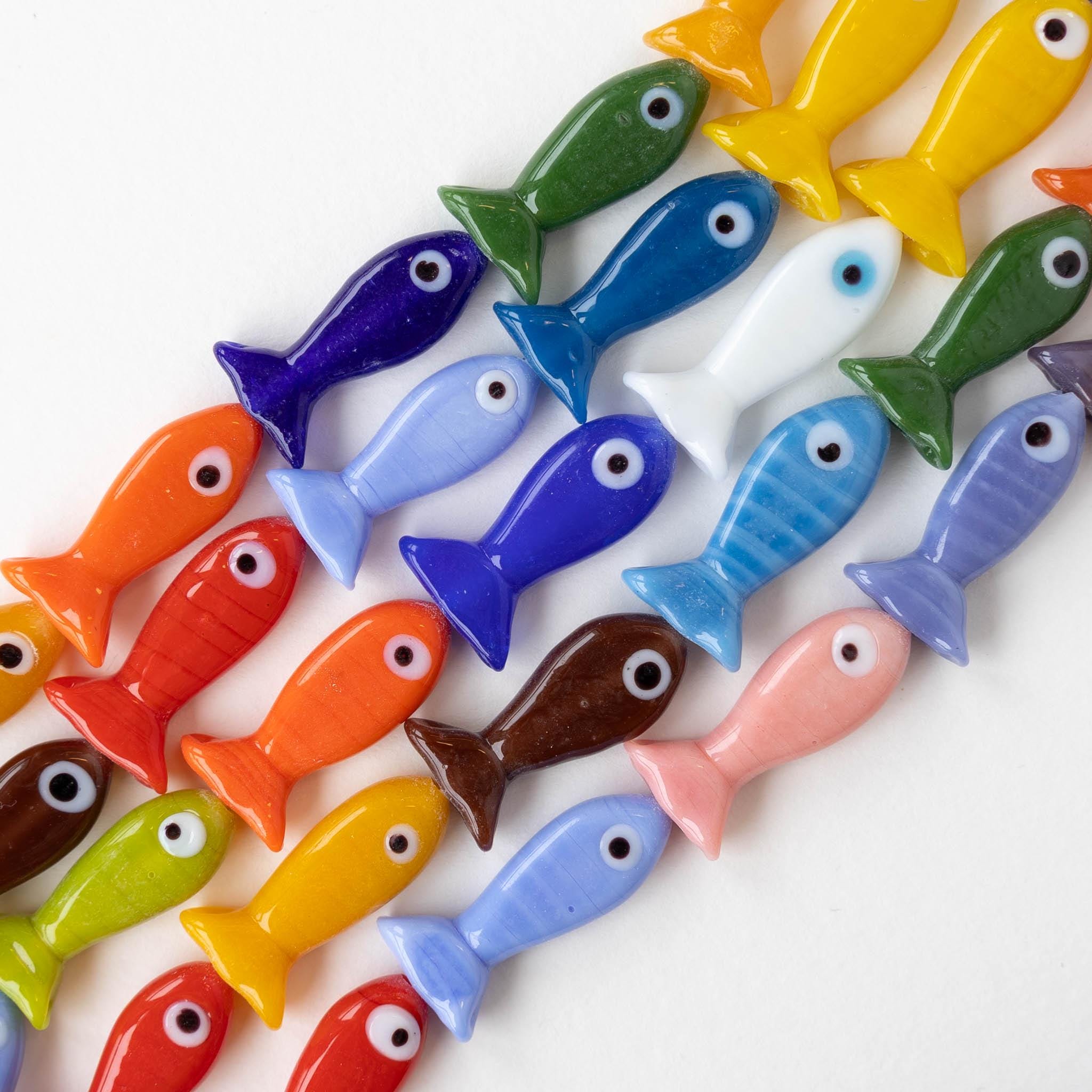 Pretty Jolly Ceramic Fish Bead Kit – 54 Pieces, 9 Colors, 15x17mm, For Jewelry Making & Crafts