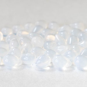 50 6x9mm Glass Teardrop Beads Czech Glass Beads White Opaline 50 Beads image 3