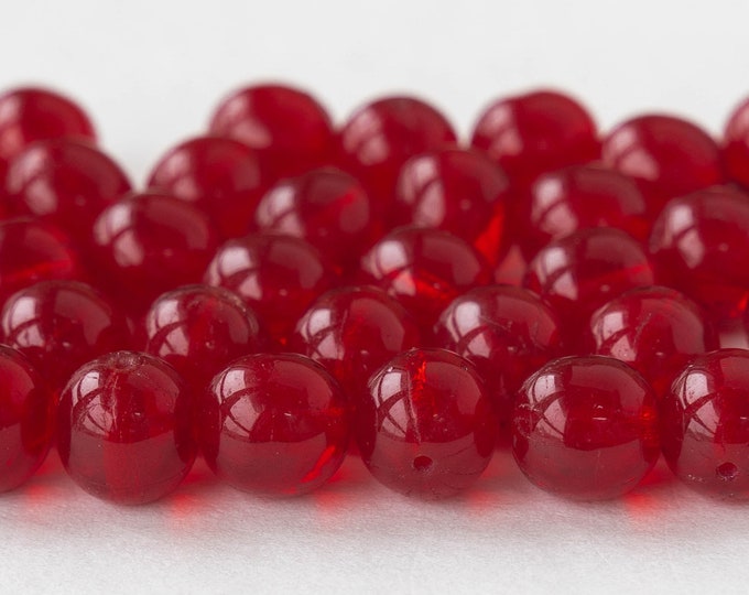8mm Round Glass Beads - Transparent Red - 60 - Etsy