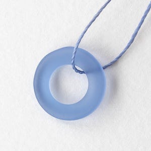 17mm Sea Glass Beads - Cultured Seaglass Rings - Jewelry Making - Lt. Sapphire Blue