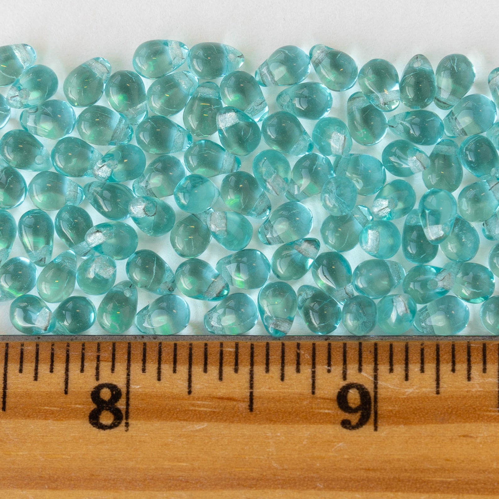 50 Czech Frosted Sea Glass Teardrop Beads – 6x4mm Matte Frosted – Black Jet