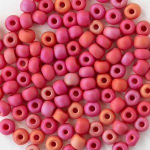6/0 Glass Seed Beads - Czech Glass Beads - Matte Opaque Red AB - 20 inch strands - 2 or 6 strands