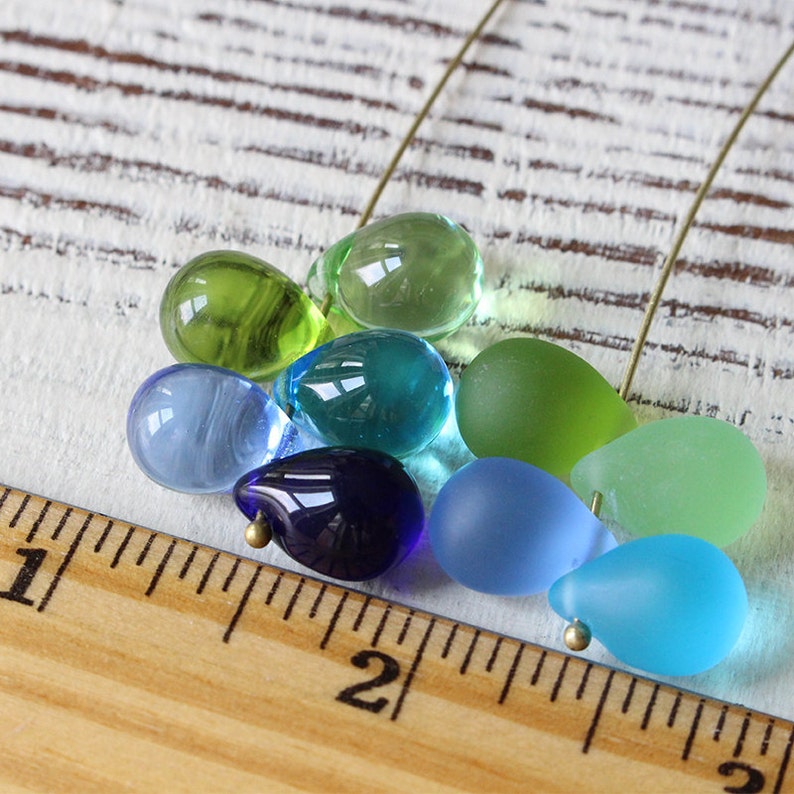 10x14mm Teardrop Beads Jewelry Making Supply Large Glass Etsy
