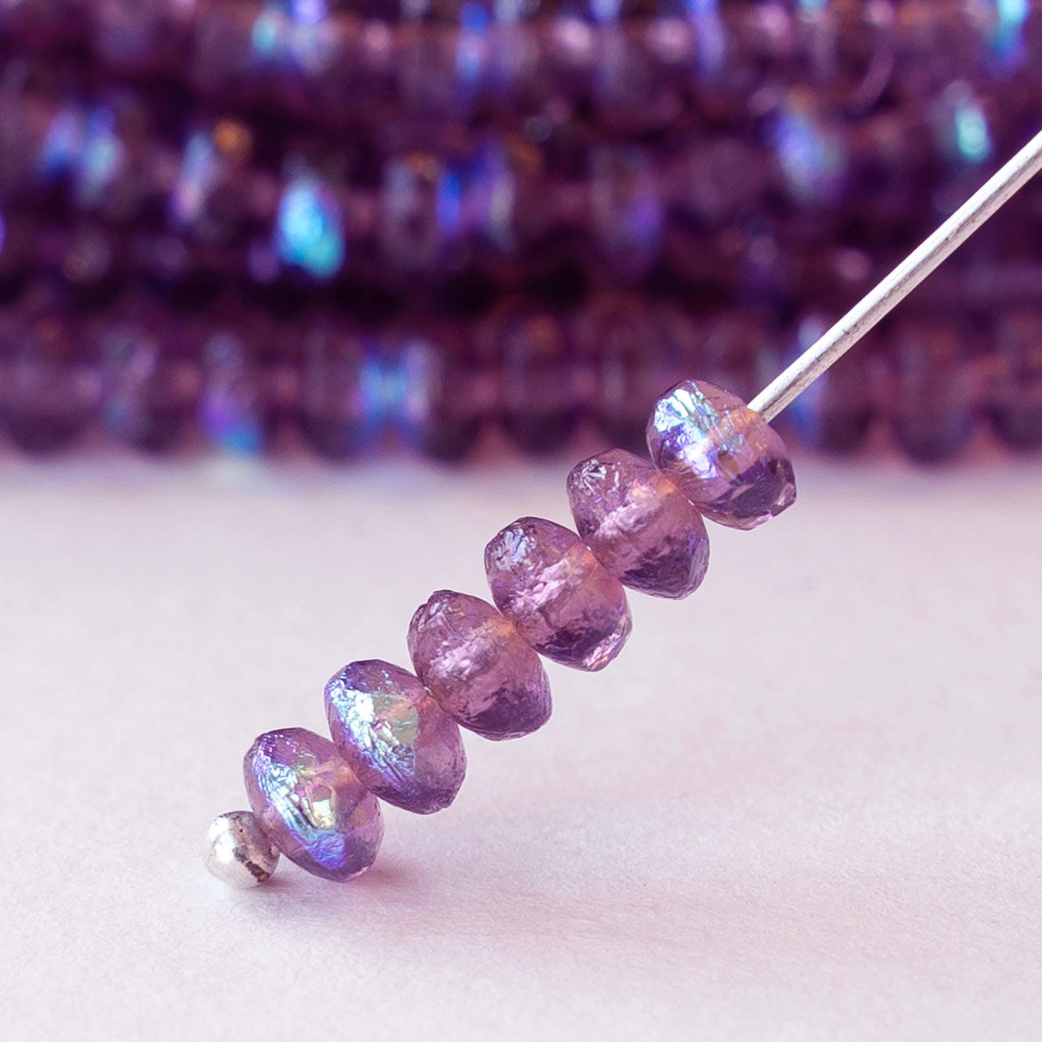 50 - 3x4mm Faceted Glass Rondelle Beads - Czech Glass Beads