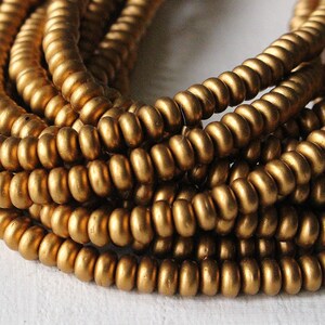 4mm Rondelle Beads - 4mm Spacer Beads - Disk Beads - Jewelry Making Supply - Antique Gold Matte Saucer Beads - CHOOSE AMOUNT