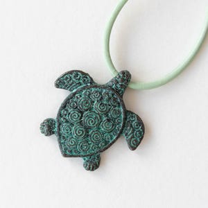 Mykonos Sea Turtle Pendants For Jewelry Making - Green Patina Beads - 30mm - Choose Amount